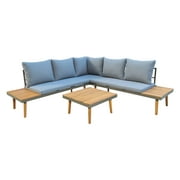 Dukap STELLAR 5 Pc Outdoor Patio Sectional Set, Grey and Brown Aluminum with Table