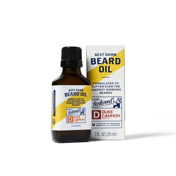 Duke Cannon Supply Co. Best Damn Beard Oil for Men, Redwood, 1 oz