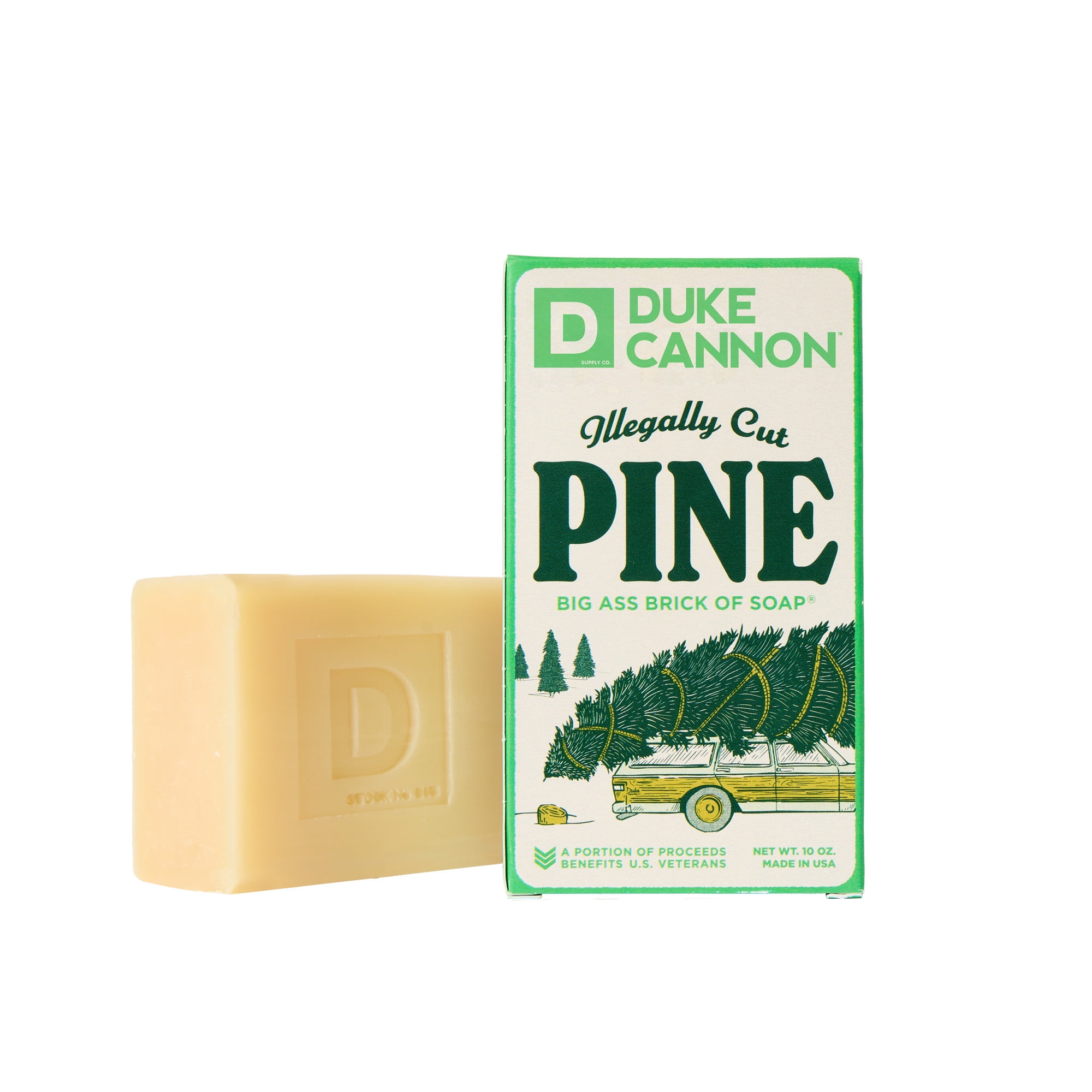 Duke Cannon Big Ass Brick of Soap for Men, Holiday Illegally Cut Pine, 10 oz Bar Soap