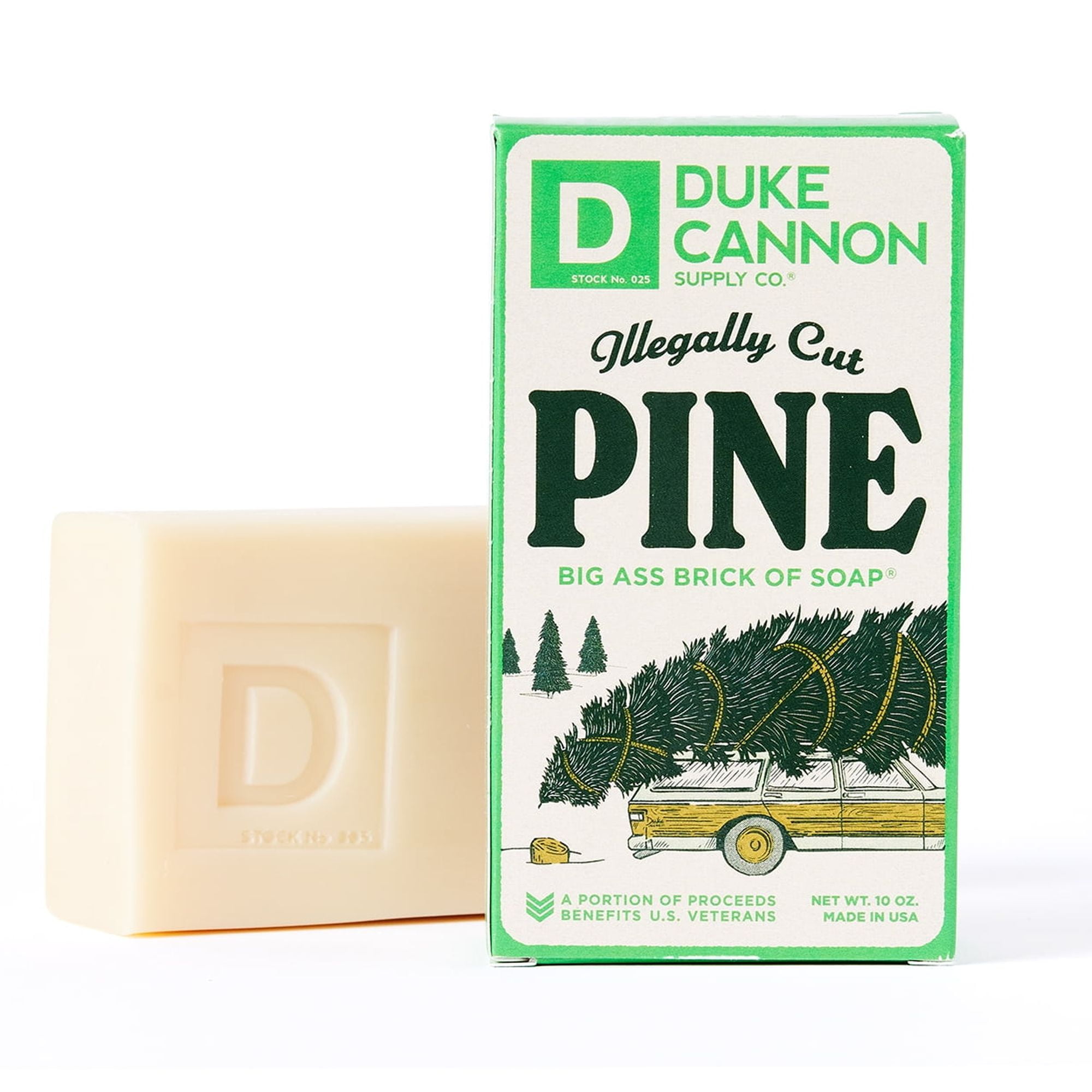Duke Cannon Big Ass Brick of Soap - Illegally Cut Pine - Fresh Cut Pine Scent, 10 oz Bar Soap for Men