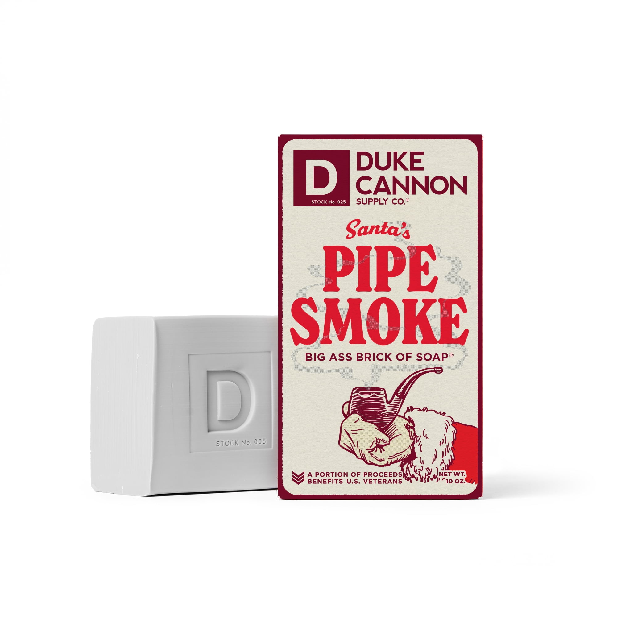 Duke Cannon Big Ass Brick of Soap - Santa's Pipe Smoke - Smoky Vanilla & Amber Scent, 10 oz bar soap for men