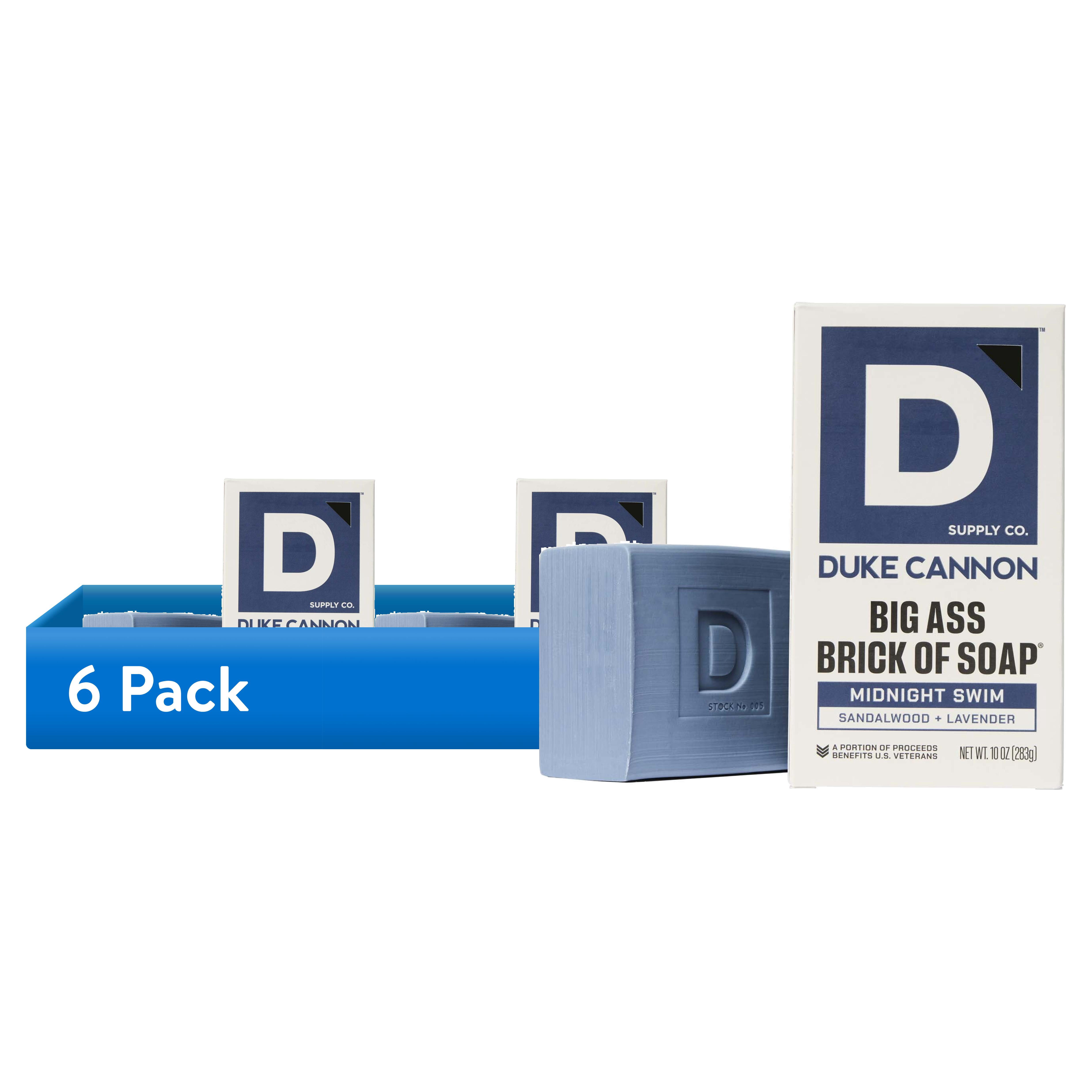 (6 pack) Duke Cannon Big Ass Brick of Soap® for Men, Midnight Swim, 10 oz Bar Soap