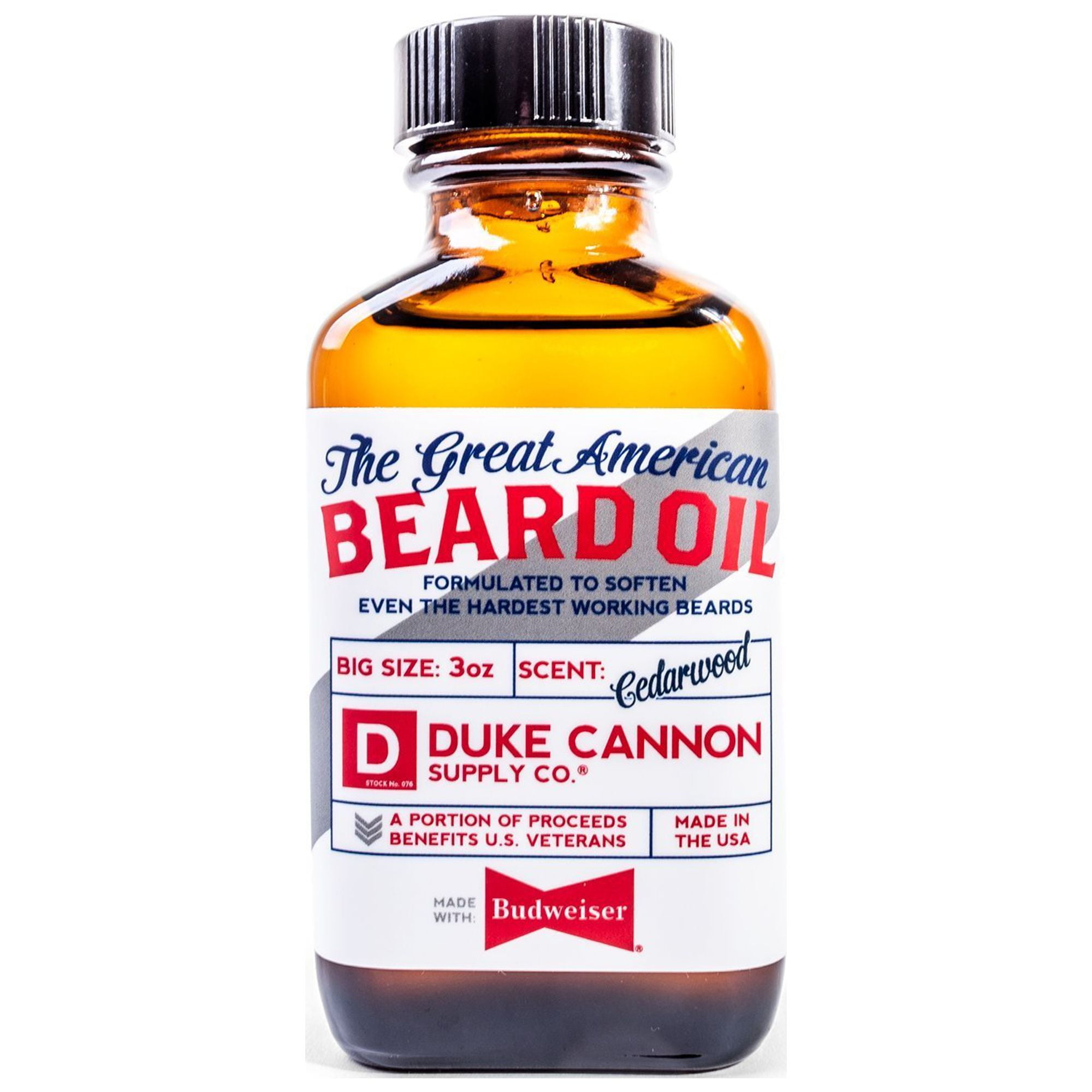 Duke Cannon Great American Beard Oil with Budweiser, 0.44 oz