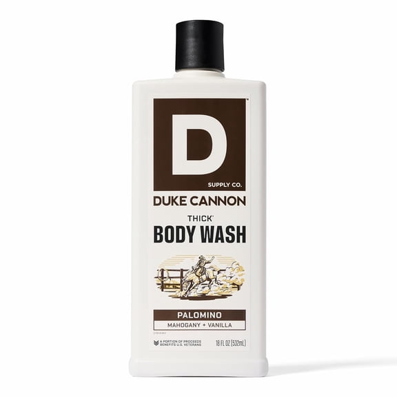 Duke Cannon Supply Co. Thick High Viscosity Body Wash 3X Thicker, Plant-Based, Mineral-Enriched for Men Shower Gel Mens Body Scrub Palomino (18 oz)