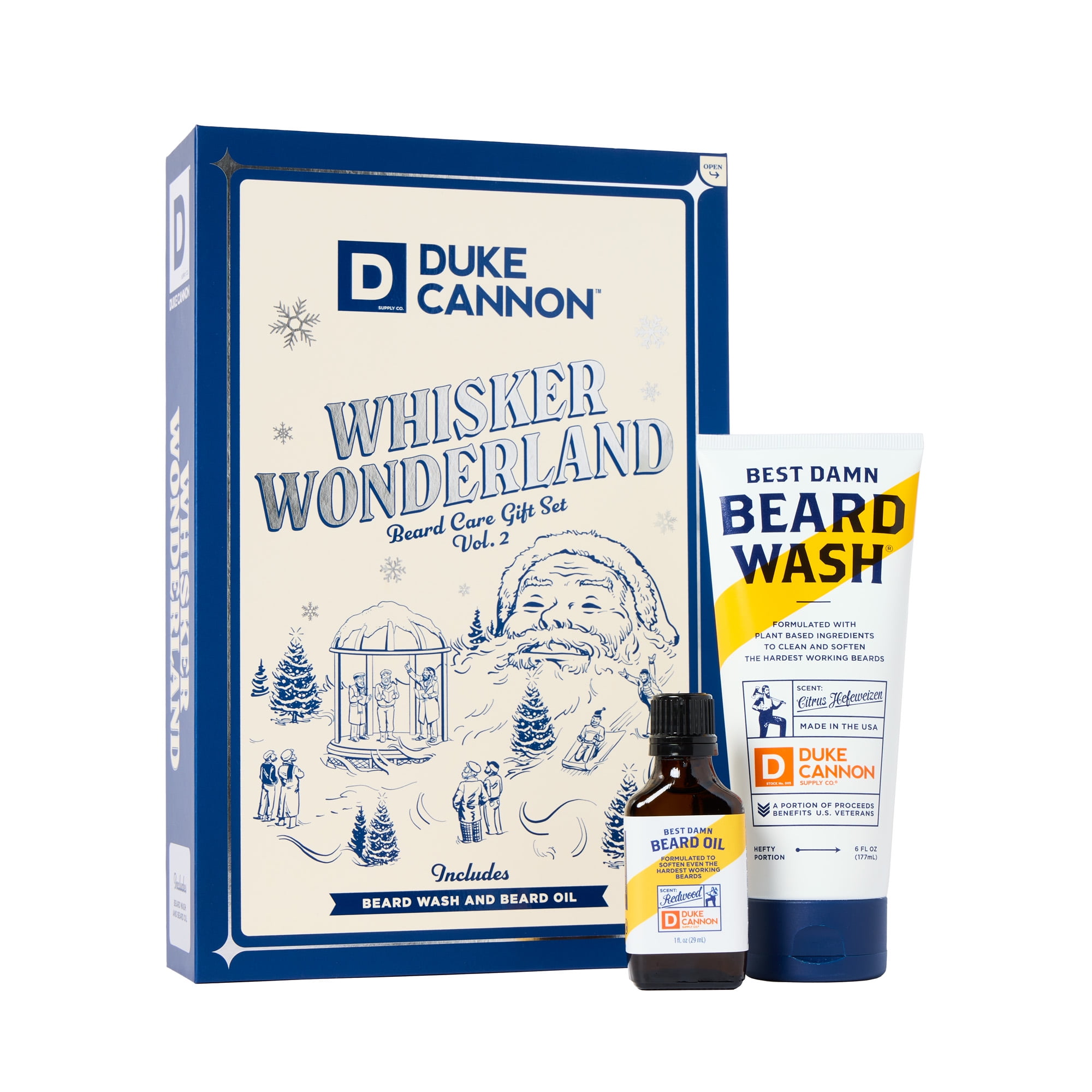 Duke Cannon Whisker Wonderland Men's Holiday Gift Set, Beard Wash and Beard Oil, 2 Pieces