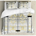 thumbnail image 1 of Duke Duvet Cover Set King Size, Kensington Palace Door Royal Family Duchess of Cambridge, Decorative 3 Piece Bedding Set with 2 Pillow Shams, Charcoal Grey Pale Yellow and White, by Ambesonne, 1 of 3