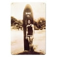 thumbnail image 1 of Duke Kahanamoku - Famous Hawaiian Surfer and Olympic Gold Medalist - Vintage B&W Historical Photograph c.1915 - 8 x 12 inch Vintage Metal Tin Sign, 1 of 4