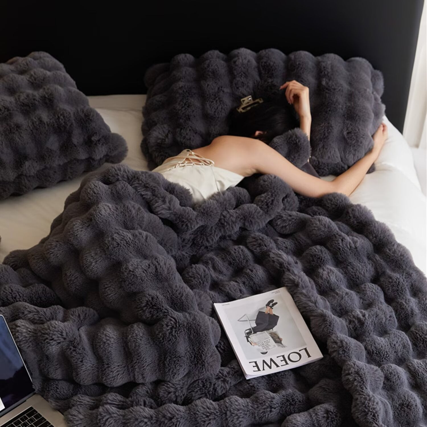 Duke Luxury Long Faux Fur Throw Premium Soft Cozy Brushed Long Fur For ...