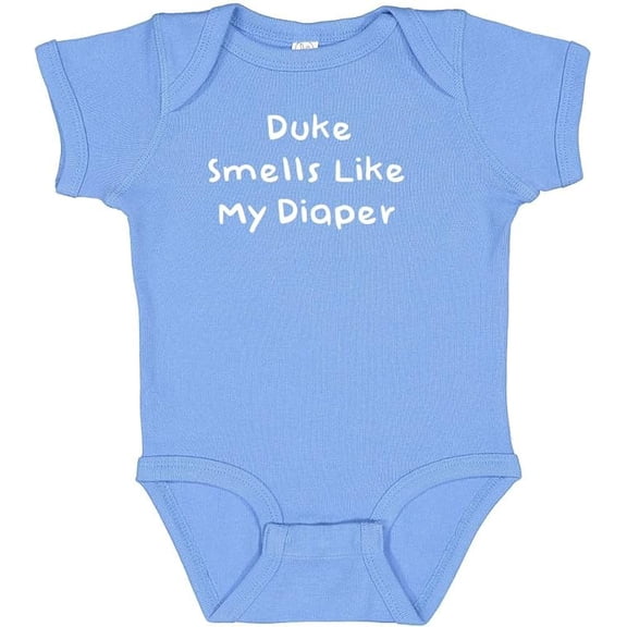 Duke Smells Like My Diaper Funny UNC Fan Baby Bodysuit (6 Months)