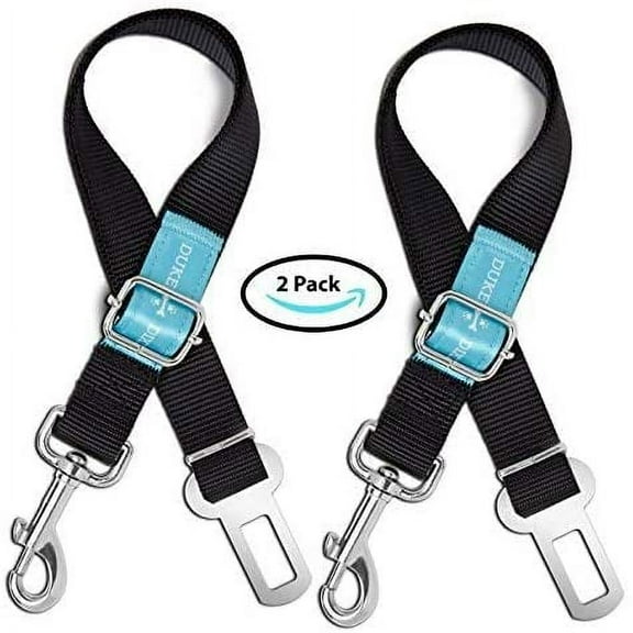 Duke and Dixie Adjustable Dog Seat Belt with 2 Seat Belts for Pets, Black (2 Pack)