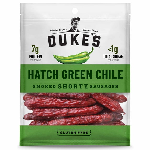 Duke's Pork Hatch Green Chile Smoked Shorty Sausages, 7g Protein Per Serving, 5 oz.