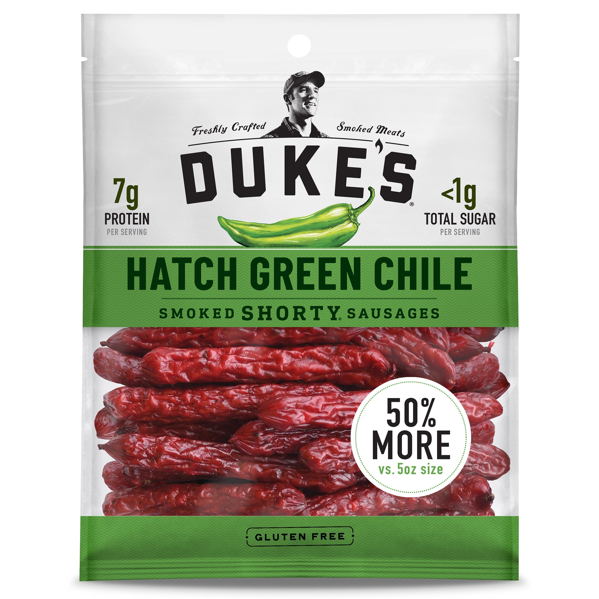 Duke's Pork Hatch Green Chile Smoked Shorty Sausages, 7g Protein Per Serving, 7.5 oz.