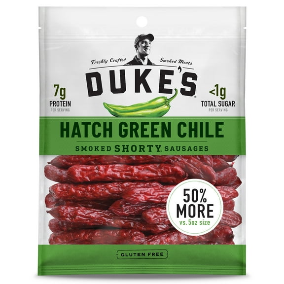 Duke's Pork Hatch Green Chile Smoked Shorty Sausages, 7g Protein Per Serving, Valentine's Day Gift For Him, 7.5 oz.