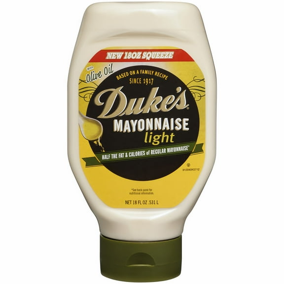 Duke's Light Olive Oil Mayonnaise Squeeze, 18 fl oz (Pack of 8)