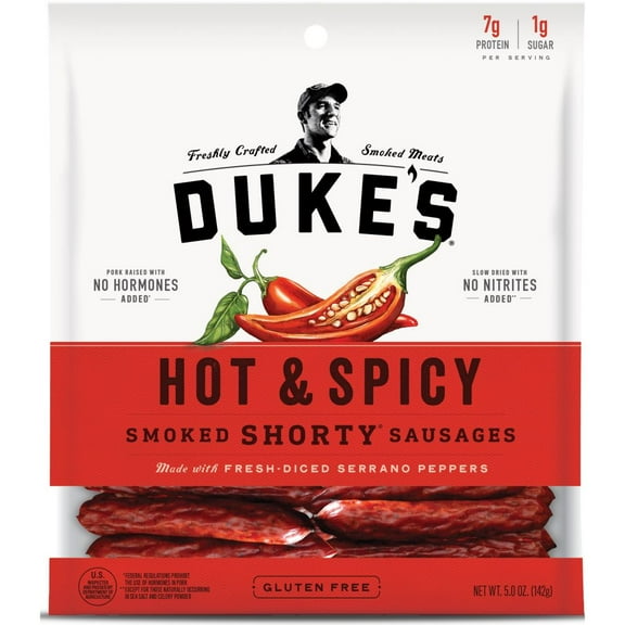 Duke's Meats Hot and Spicy Shorty Smoked Sausages, 5 Ounce -- 8 per case