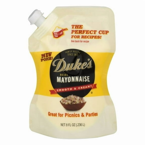 Duke's Real Mayonnaise, 8 oz Squeeze Pouch, Tailgate, Camping, Smooth & Creamy Mayo -2 pack