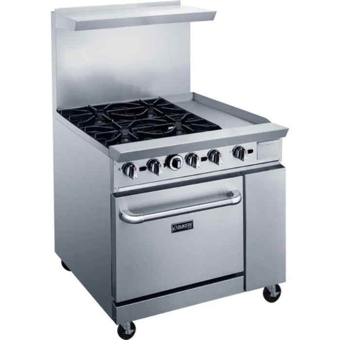 Dukers DCR36-4B12GM 36" Gas Range with Four (4) Open Burners & 12" Griddle