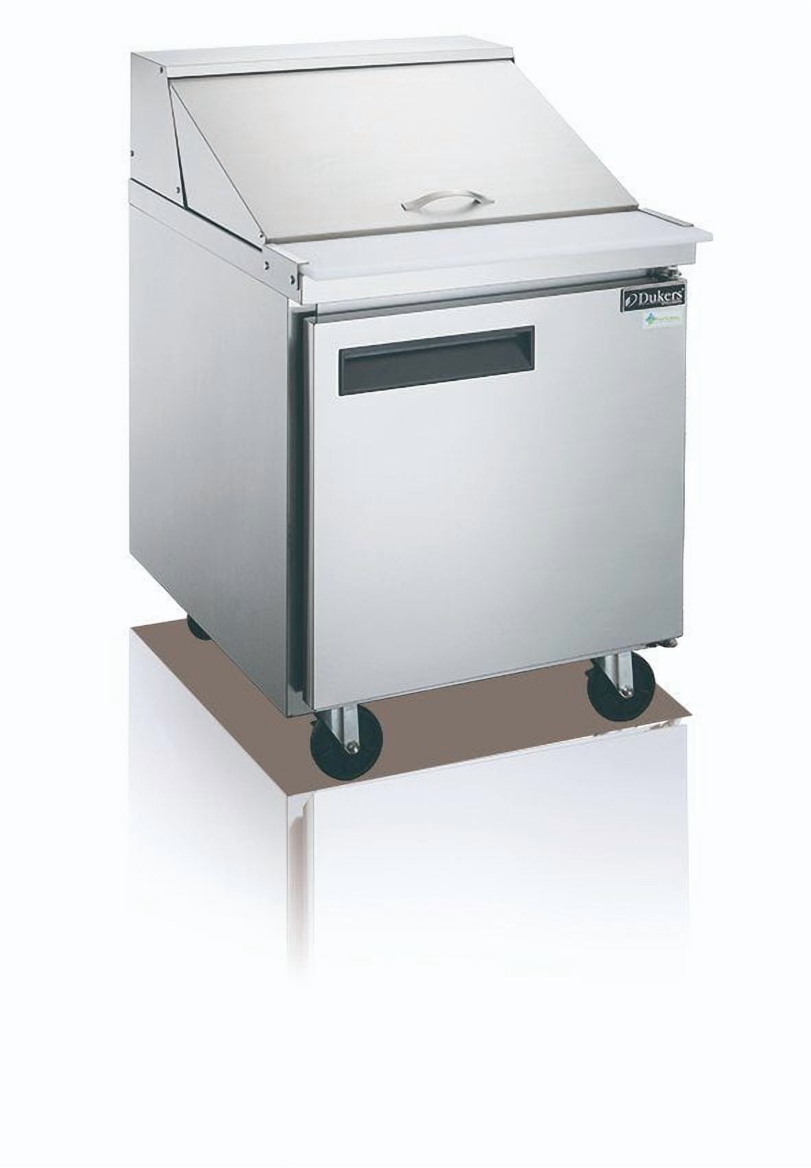 Dukers DSP29-8-S1 1-Door Commercial Food Prep Table Refrigerator in Stainless Steel