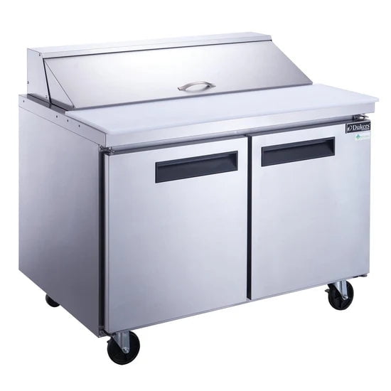 Dukers DSP48-12-S2 2-Door Commercial Food Prep Table Refrigerator in Stainless Steel