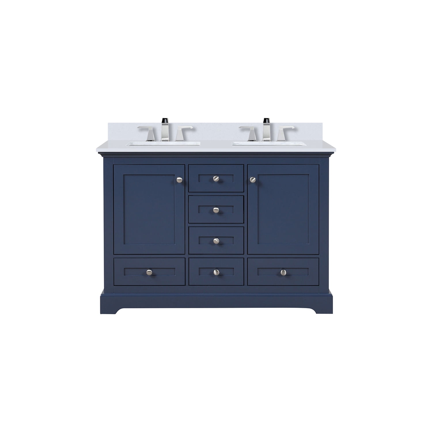 Dukes 48 in. W Navy Blue Double Bath Vanity, Cultured Marble Top, and ...
