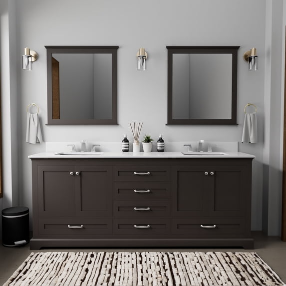 Dukes 80 in. W x 22 in. D Espresso Double Bath Vanity and Cultured Marble Top
