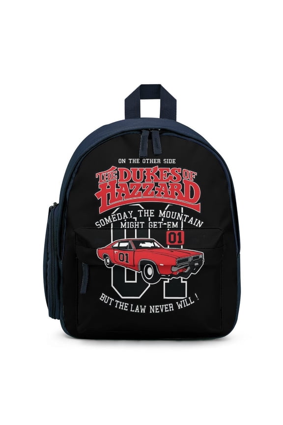 Dukes Orange Car Haz-zard Backpack for Men Women Small Bookbag with Front Pocket