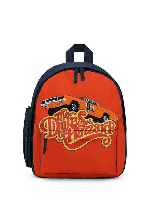 Dukes Orange Car Haz-zard Backpack for Men Women Small Bookbag with Front Pocket