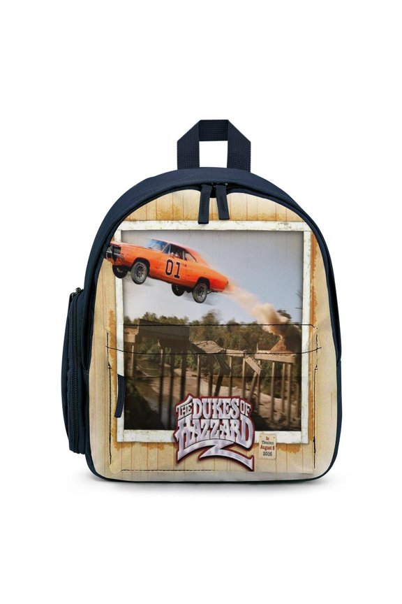 Dukes Orange Car Haz-zard Backpack for Men Women Small Bookbag with Front Pocket