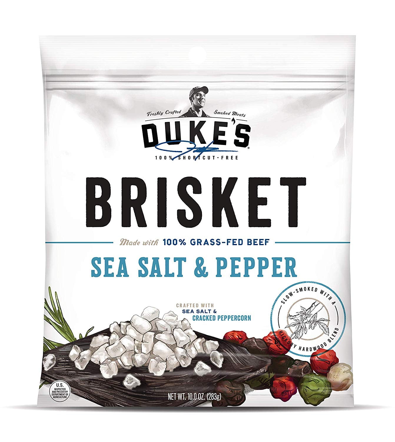 Dukes Traditional Sea Salt & Pepper Beef Brisket Strips, 2.5 oz. (Pack of 8)
