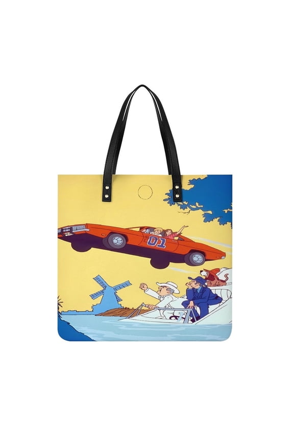 Dukes-of-Hazzard Handbag, Casual PU Leather Tote Bag, Shoulder Handbags with Top Magnetic Snap Closure For Girl Ladies Women Travel Shopping