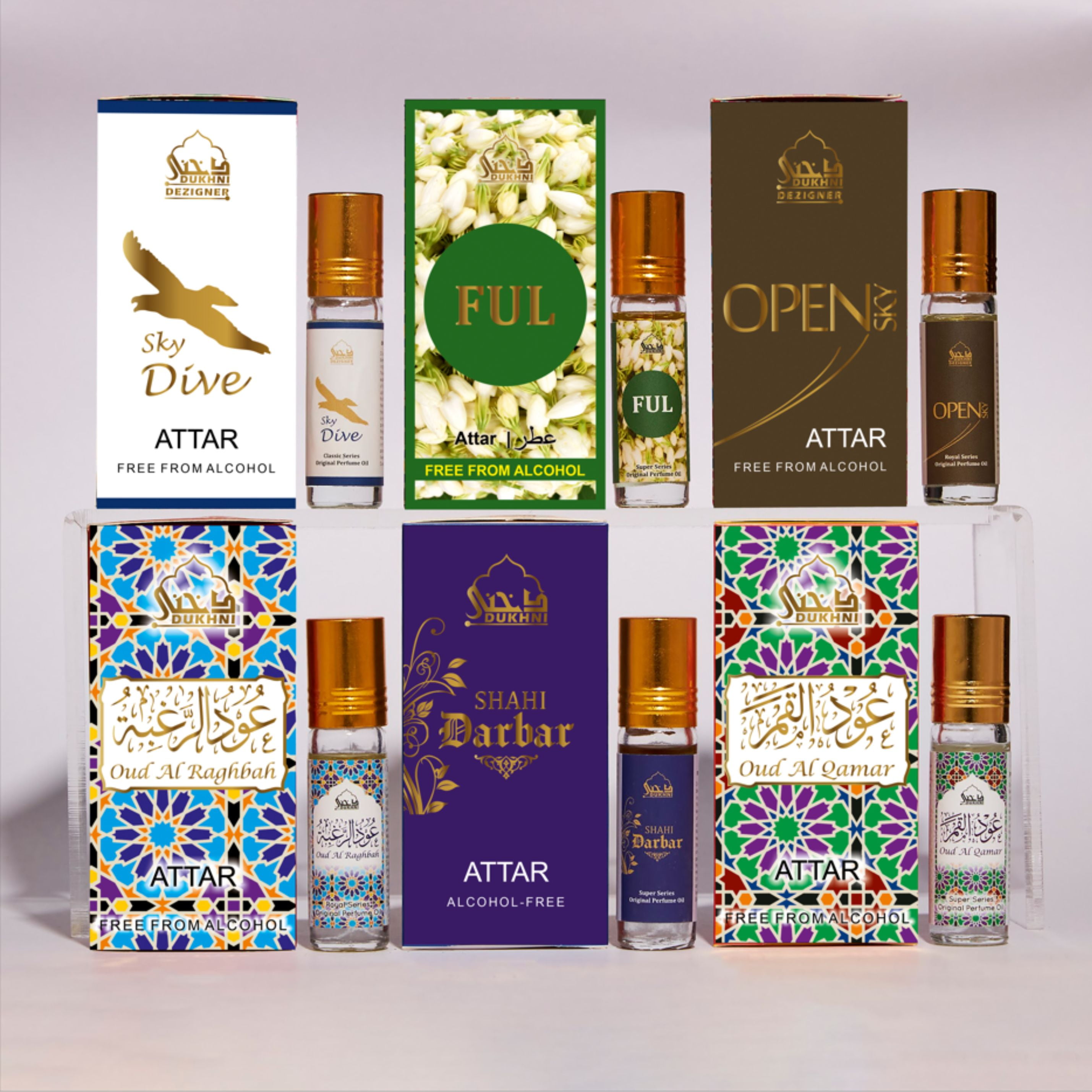 Dukhni Luxury Attar Oil Set Mix Scents, Arabic Oud Perfume