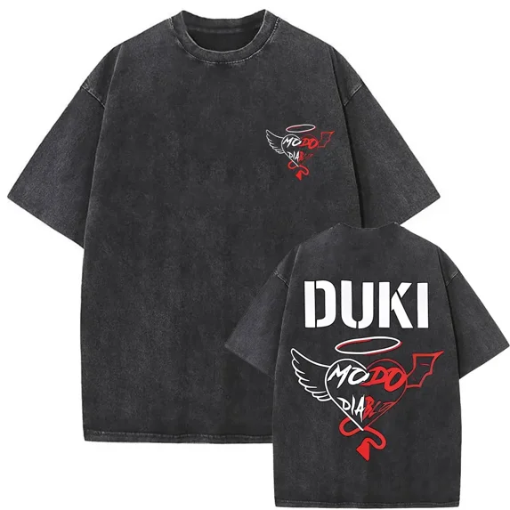 Duki Antes De Ameri Merch Unisex Hip Hop Oversized Washed Vintage Short Sleeve Graphic T-Shirt