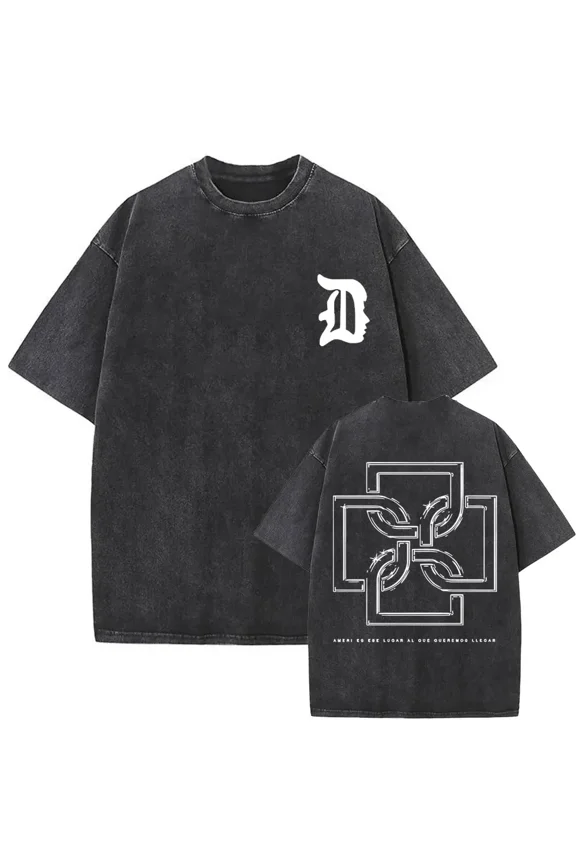 Duki Antes De Ameri Merch Unisex Hip Hop Oversized Washed Vintage Short Sleeve Graphic T-Shirt