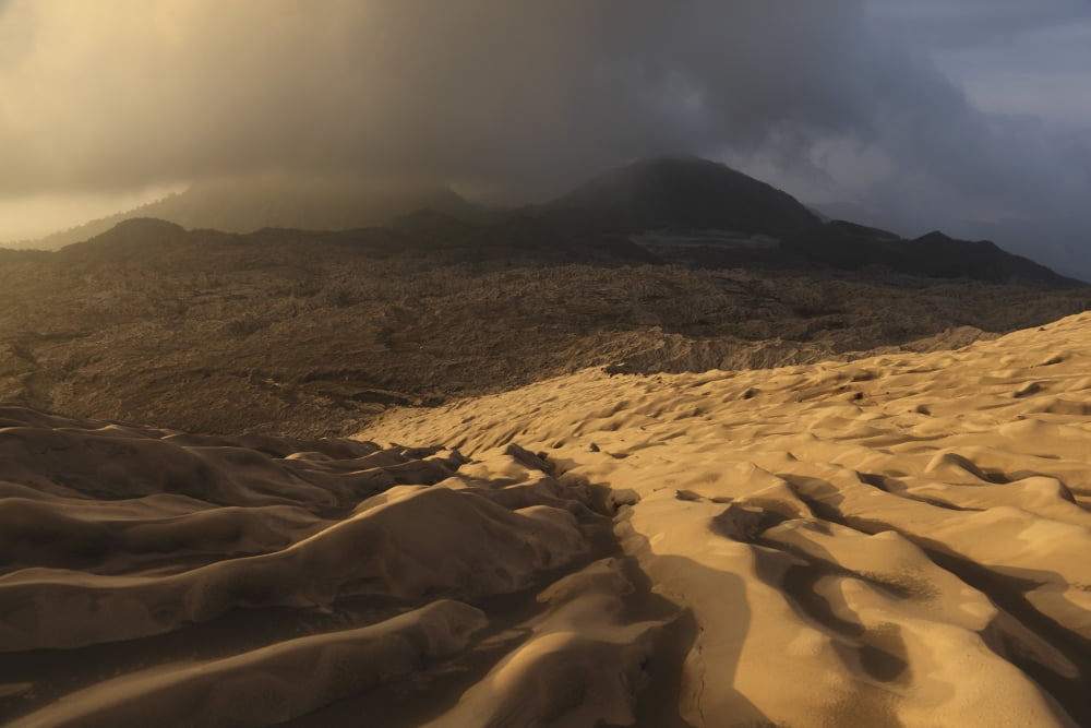Dukono volcano ash desert Halmahera Island Indonesia Canvas Art - Martin RietzeStocktrek Images (17 x 12)