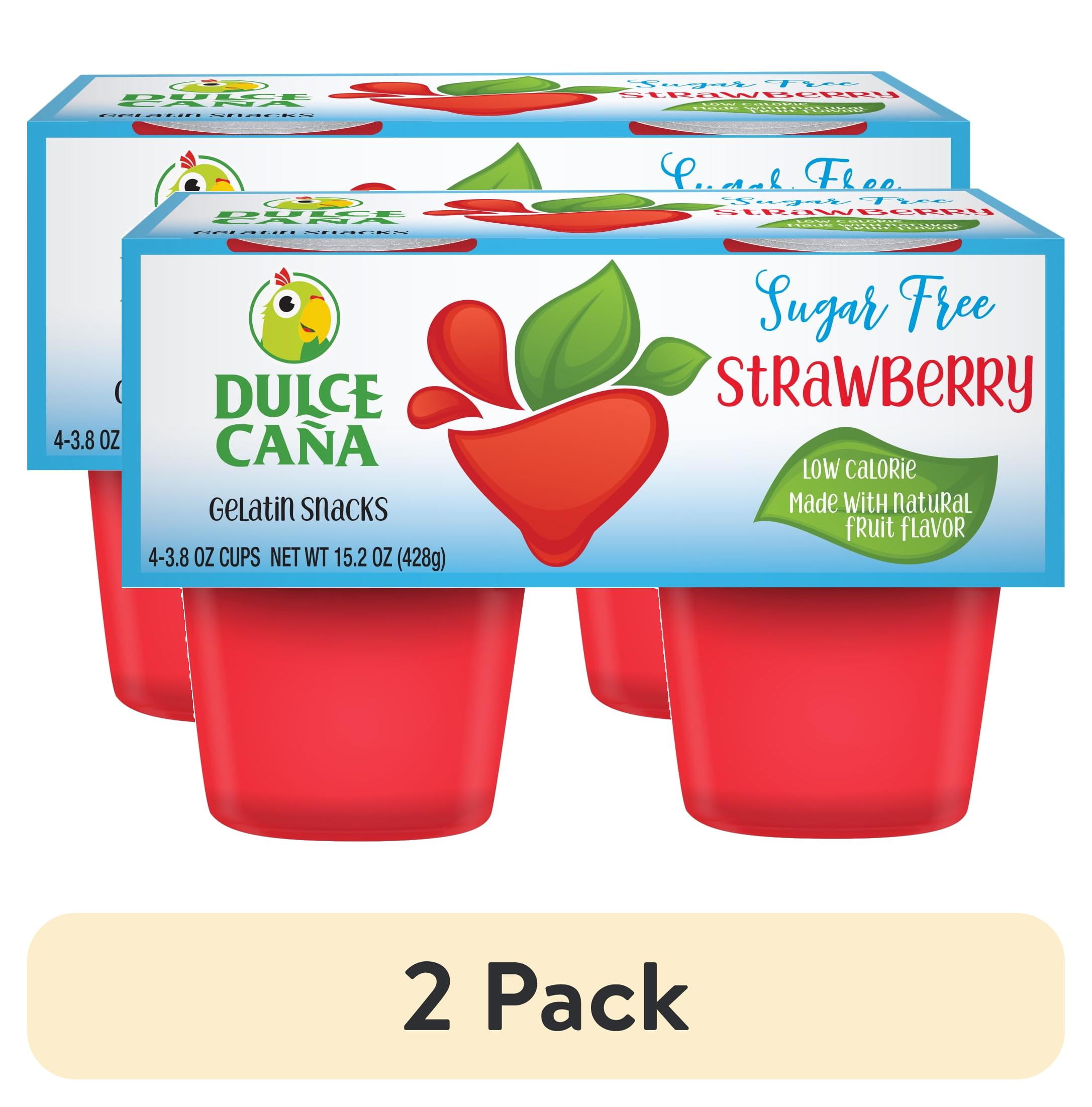 (2 pack) Dulce Cana Gelatin Snack Strawberry Sugar Free, 4 Pack / 3.8oz