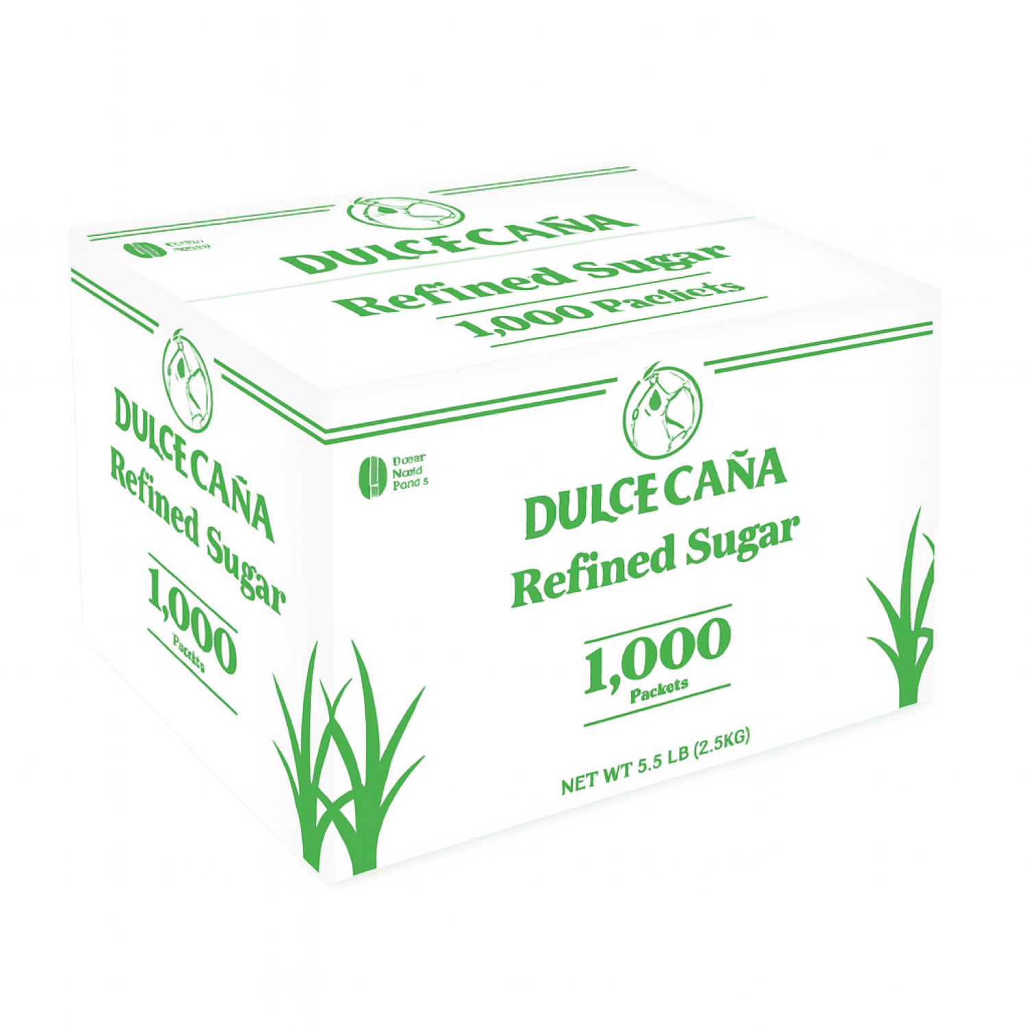 Dulce Caña Refined Cane Sugar Sachets, 1,000 Count, 5.5 lb (2.5 kg), Non-GMO, Paper Box