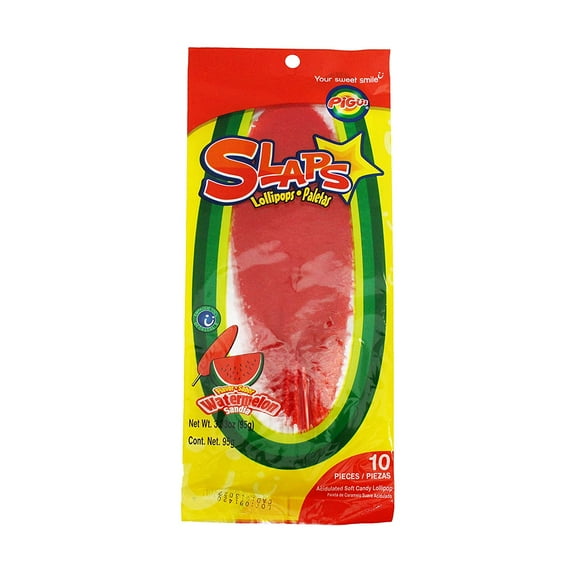 Dulces Pigui Slaps Watermelon Flavor Paletas Mexican Candy (100 Lollipops)