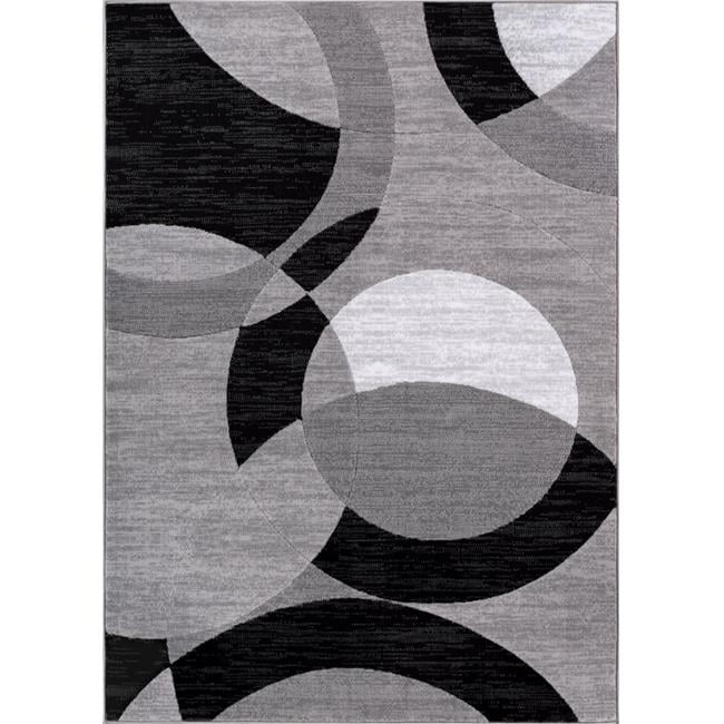 Modern Geometric Gray and Black Synthetic Area Rug 2'7" x 3'11"