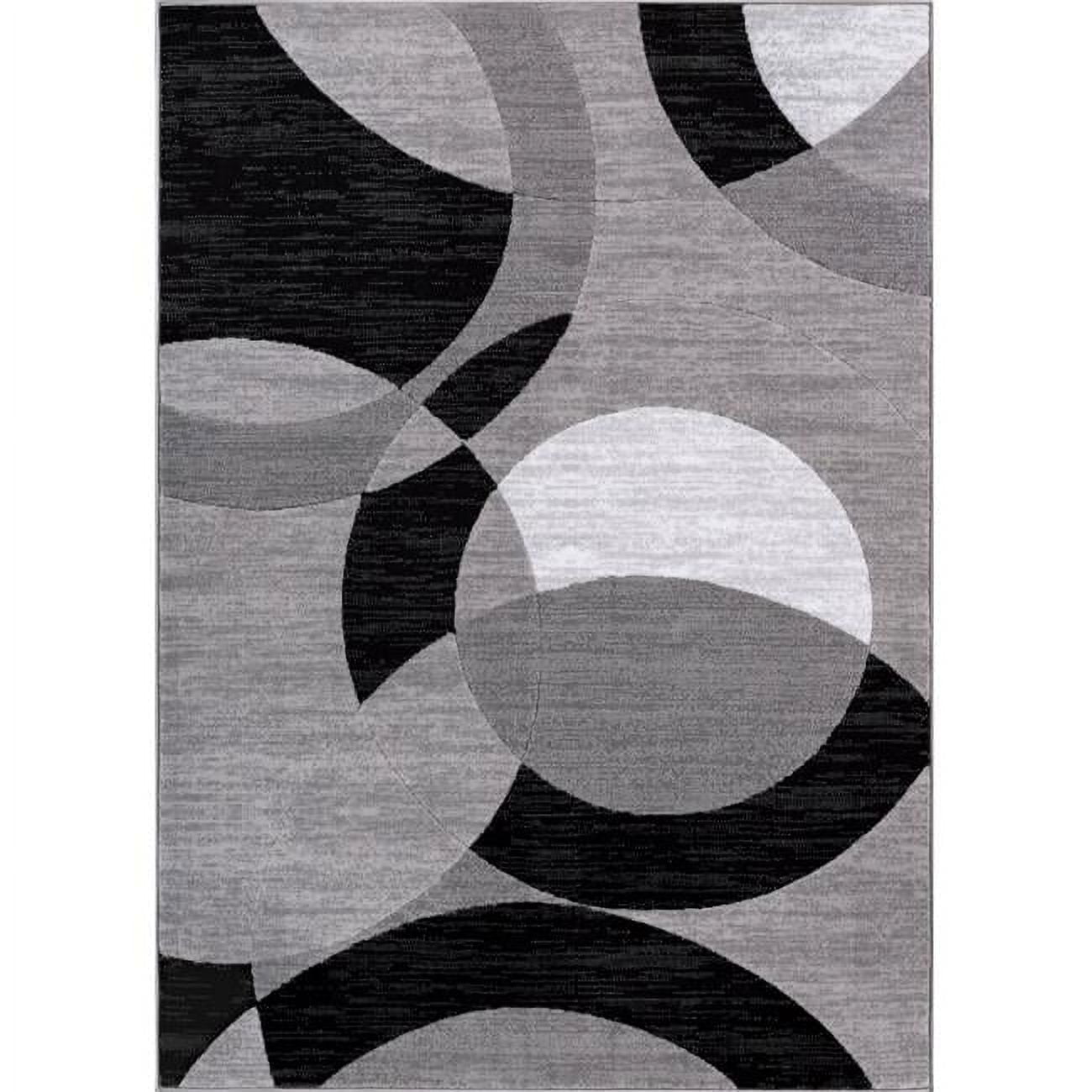 Modern Geometric Gray Rectangular Easy-Care Area Rug
