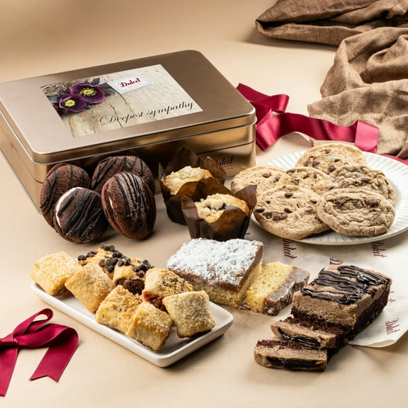 Dulcet Gift Basket Sympathy Baked Good Gift Box-Luxurious Gourmet Bakery Dessert Gift Tin Box