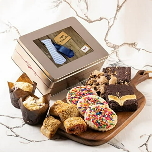Dulcet Gift Baskets Classic Father’s Day Fresh Baked Cookie & Brownie Gift Tin- Perfect Father’s Day Celebration Card for Men, Him, Grandpa, Dad, Boyfriend, Son, Brother or Co-worker