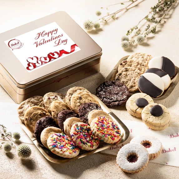 Dulcet Gift Baskets Delightful Cookie Gift Box, Traditional Black & White Sprinkle Cookies