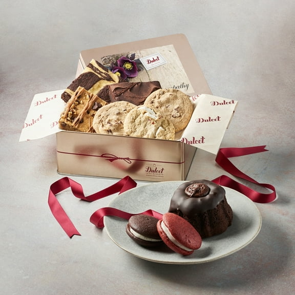 Dulcet Gift Baskets Delightful Sweet Sampler Gift Tin Filled with Fresh Baked Pastries