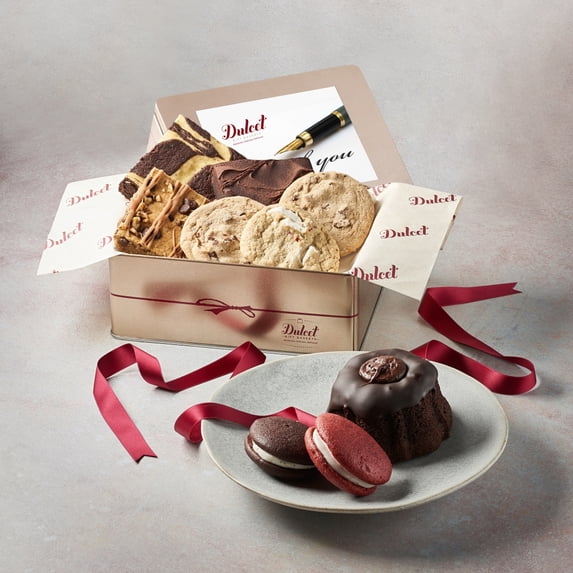 Dulcet Gift Baskets Delightful Thank You, Sweets Sampler Gift Tin - Fresh Baked Snacks