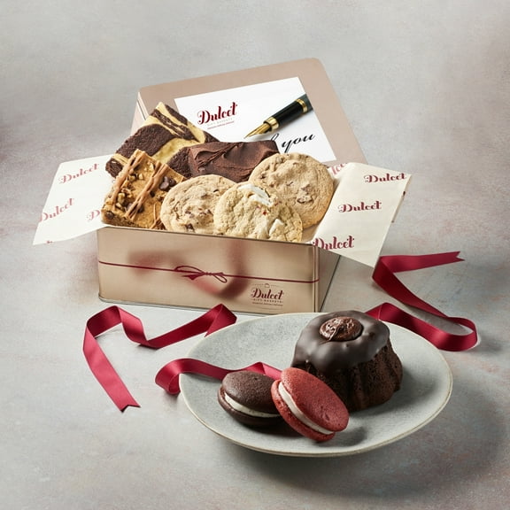 Dulcet Gift Baskets Delightful Thank You, Sweets Sampler Gift Tin - Fresh Baked Snacks