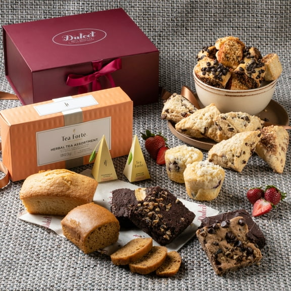 Dulcet Gift Baskets Deluxe Tea and Food Gift Basket Gourmet Old Fashioned Scones