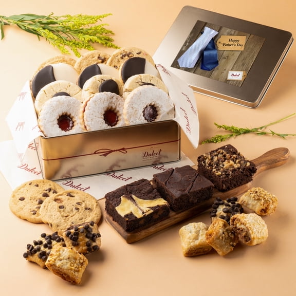Dulcet Gift Baskets Father’s Day Assortment Tin Box- Delicious Gourmet Confection Gift Set