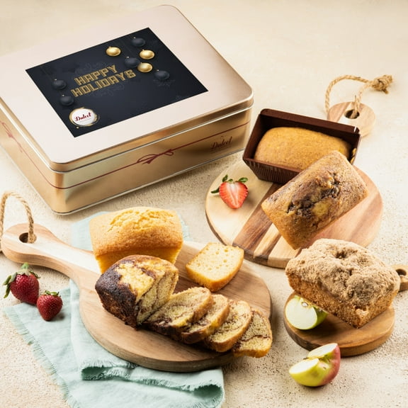 Dulcet Gift Baskets Fresh Baked Holiday-Christmas Tea Cake Assortment in a Tin