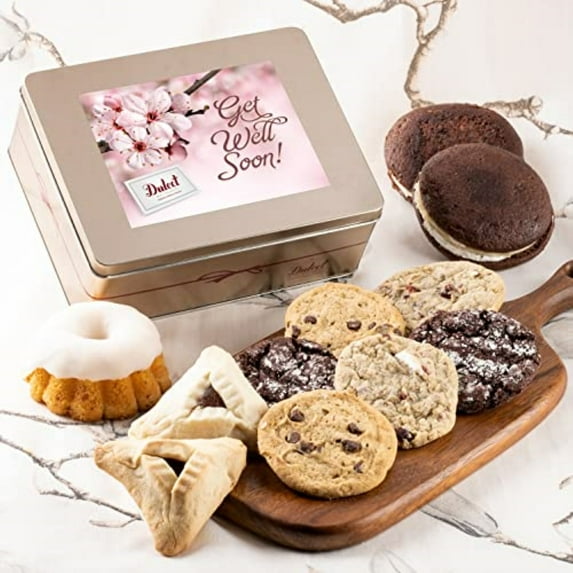 Dulcet Gift Baskets Get Well Soon Tasteful Treats Tin Gift Basket Filled with Bakery Goods