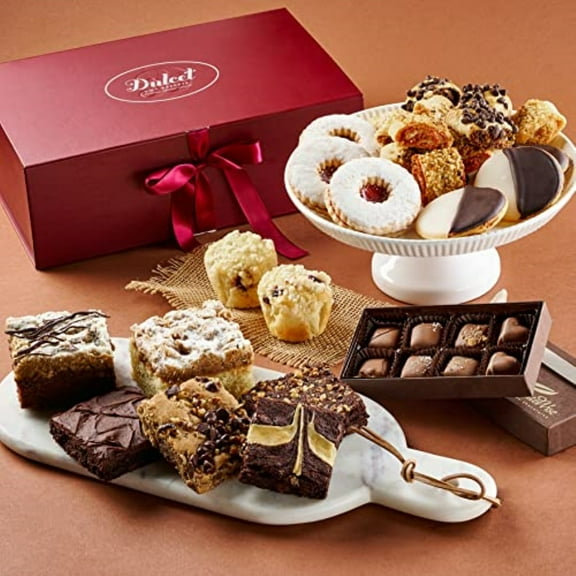 Dulcet Gift Baskets Joy Gift Box Including Brownies, Rugelach, Muffins, & Chocolates